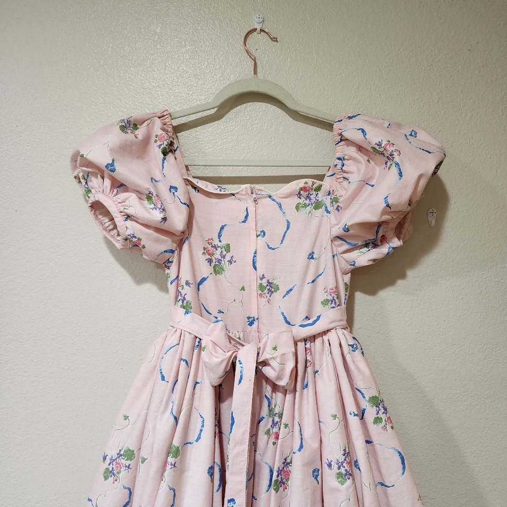 Vintage Daisy Kingdom Floral Dress Puff Sleeve Petticoat Lace Cottagecore size 8 - Picture 11 of 14